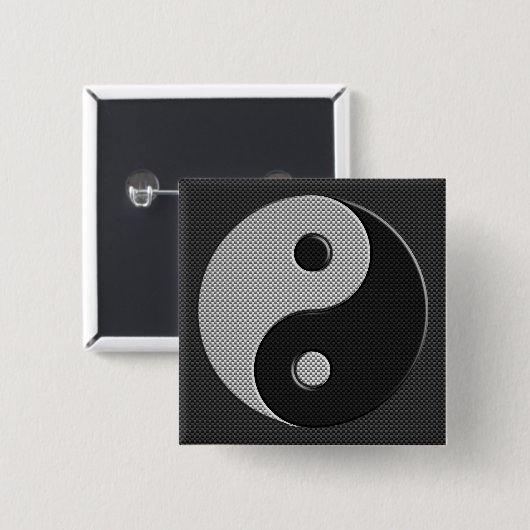 Yin Yang in Carbon Fiber Print Style Vierkante Button 5,1 Cm (Voorkant /achterkant)