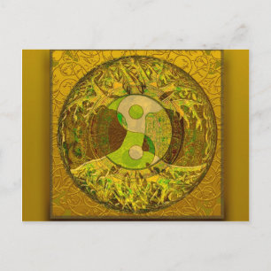 Yin Yang in Golden Colors Briefkaart