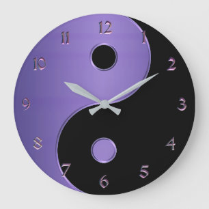 Yin Yang in Lavender Paars en Black Grote Klok