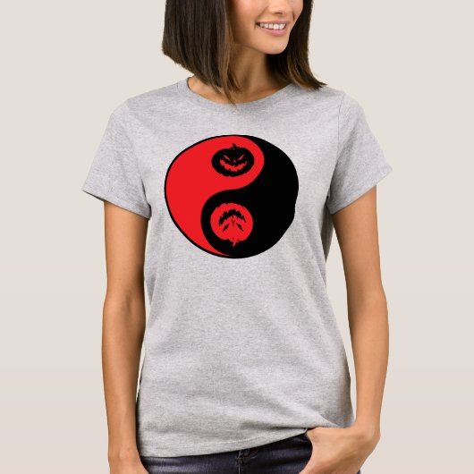 Yin Yang Jack-o-lantaarn Pumpkins T-shirt (Voorkant)