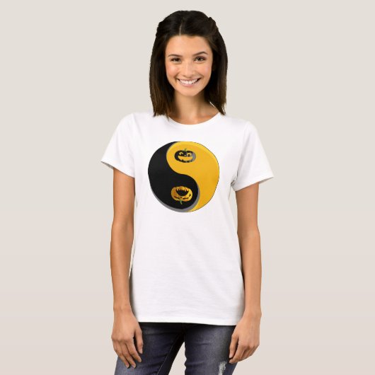 Yin Yang Jack-o-lantern Pumpkins T-shirt (Voorkant volledig)