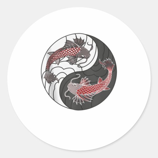 Yin Yang Japans Koi Fish Ronde Sticker (Voorkant)