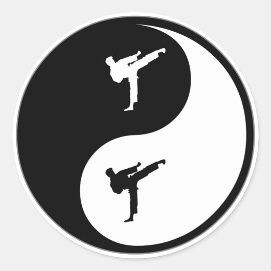 Yin Yang Karate Ronde Sticker (Voorkant)