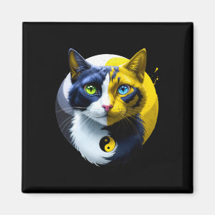 Yin Yang Kat Dual Yoga Spirituele Kitten Cadeau Mo Magneet