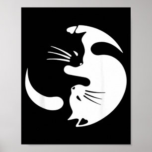 Yin Yang kat symbool Cute Zwarte En Witte Kat Katj Poster