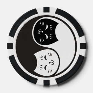 Yin Yang katten in zwart-wit Pokerchips