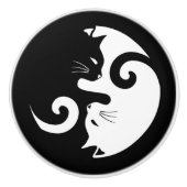 Yin Yang Katten Keramische Knop (Voorkant)