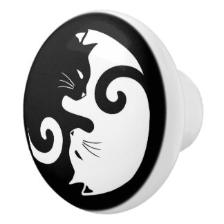 Yin Yang Katten Keramische Knop
