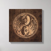 Yin Yang Katten met Houten Korreleffect Canvas Afdruk (Voorkant)