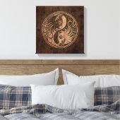 Yin Yang Katten met Houten Korreleffect Canvas Afdruk (Insitu (Slaapkamer))