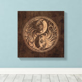 Yin Yang Katten met Houten Korreleffect Canvas Afdruk (Insitu (Houten vloer))