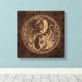 Yin Yang Katten met Houten Korreleffect Canvas Afdruk (Insitu (Houten vloer))