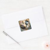 Yin-Yang katten met magische kosmische elementen Vierkante Sticker (Envelop)
