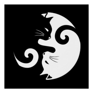 Yin Yang Katten Perfect Poster