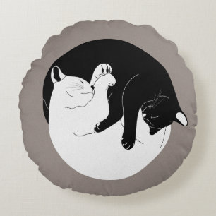 Yin Yang Katten Rond Kussen