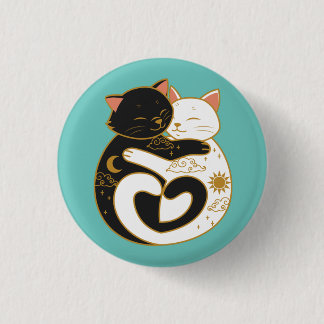 Yin Yang Katten Ronde Button 3,2 Cm