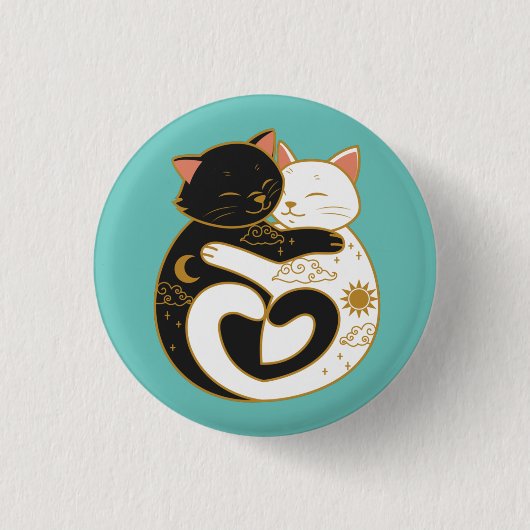 Yin Yang Katten  Ronde Button 3,2 Cm (Voorkant)