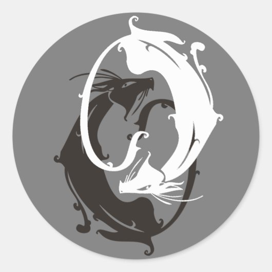 Yin Yang Katten Ronde Sticker (Voorkant)