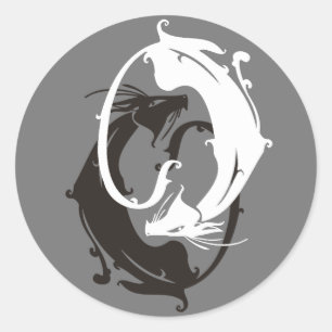 Yin Yang Katten Ronde Sticker