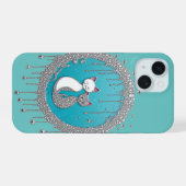 Yin Yang Katten Symbool Turquoise Spirituele Textu iPhone 15 Case (Achterkant horizontaal)