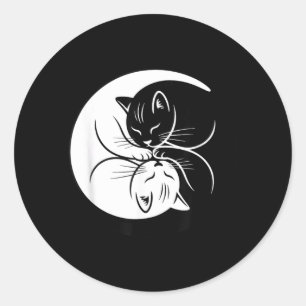 Yin Yang Katten Zwart En Wit Schattig Kattenliefhe Ronde Sticker