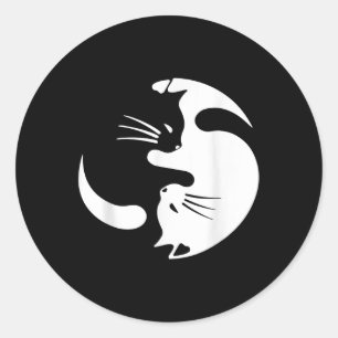Yin Yang kattensymbool Schattige zwart-wit Ronde Sticker