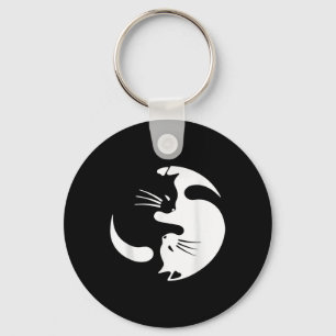 Yin Yang kattensymbool Schattige zwart-wit Sleutelhanger
