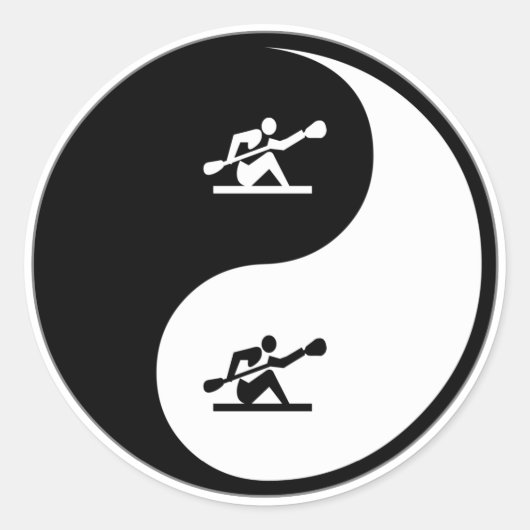 Yin Yang Kayaking Ronde Sticker (Voorkant)
