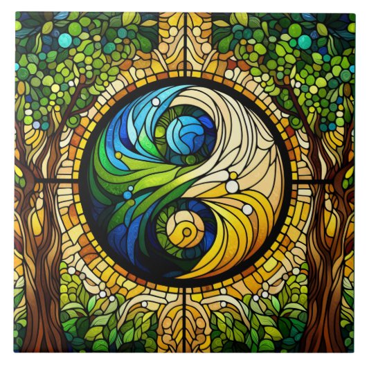 Yin Yang Keramische Tegel Tegeltje (Voorkant)