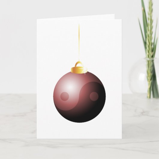 Yin Yang kerstbal in het rood Feestdagen Kaart (Voorkant)
