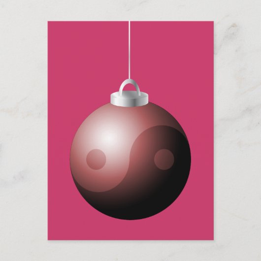 Yin Yang kerstbal in het rood Feestdagenkaart (Voorkant)