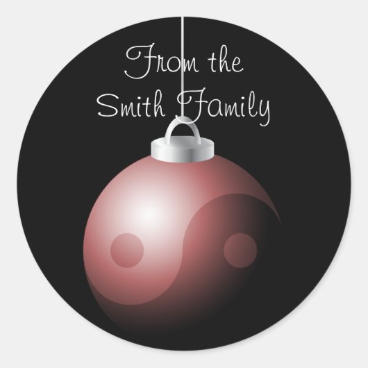 Yin Yang kerstbal in het rood Ronde Sticker (Voorkant)