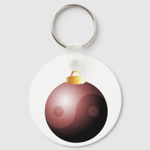 Yin Yang kerstbal in het rood Sleutelhanger