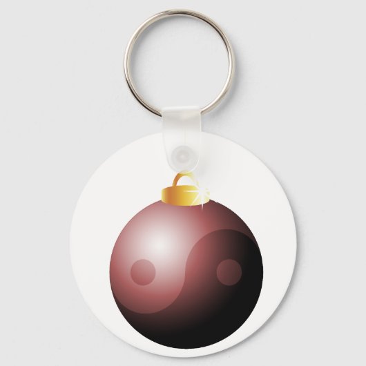 Yin Yang kerstbal in het rood Sleutelhanger (Voorkant)