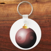 Yin Yang kerstbal in het rood Sleutelhanger (Voorkant)