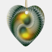 Yin Yang Kerstkleuren Abstract Fractal Heart Keramisch Ornament (Rechts)