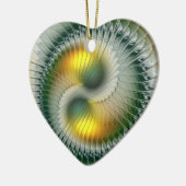 Yin Yang Kerstkleuren Abstract Fractal Heart Keramisch Ornament (Links)