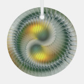 Yin Yang kerstkleuren Abstracte fractal Art Glas Ornament (Voorkant)