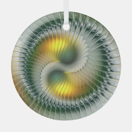 Yin Yang kerstkleuren Abstracte fractal Art Glas Ornament (Voorkant)