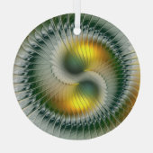 Yin Yang kerstkleuren Abstracte fractal Art Glas Ornament (Achterkant)
