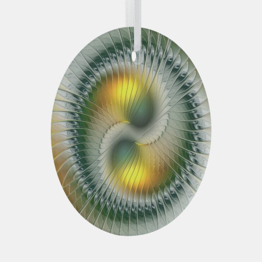 Yin Yang kerstkleuren Abstracte fractal Art Glas Ornament (Voorkant Rechts)