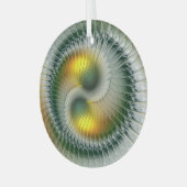 Yin Yang kerstkleuren Abstracte fractal Art Glas Ornament (Voorkant links)