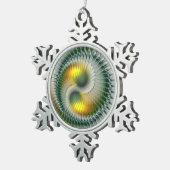 Yin Yang kerstkleuren Abstracte fractal Art Tin Sneeuwvlok Ornament (Rechts)