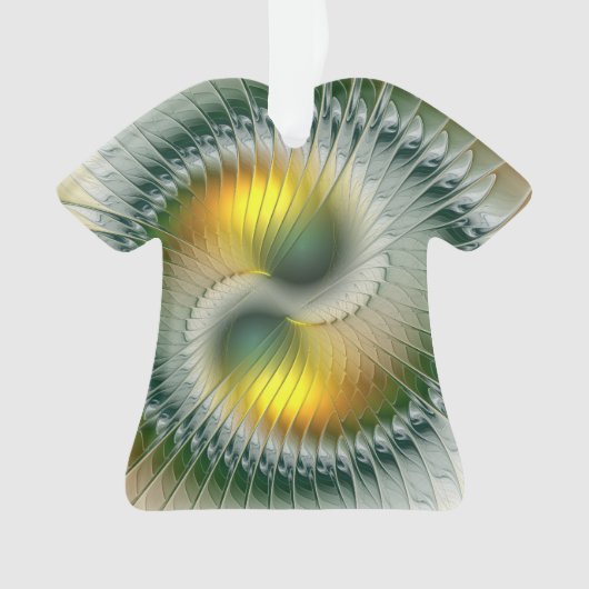 Yin Yang Kerstkleuren Abstracte Fractale Kunst Ornament (voorkant)