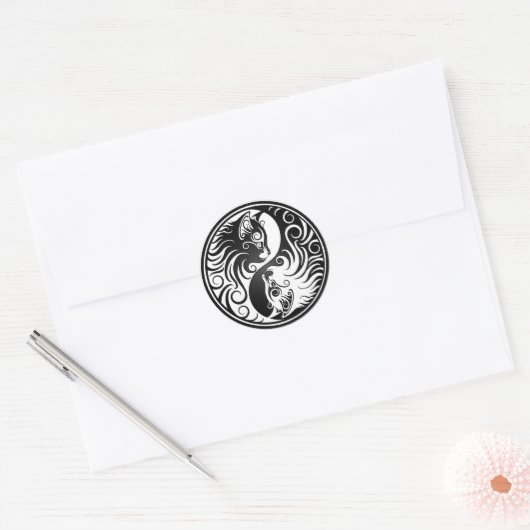 Yin Yang Kittens Ronde Sticker (Envelop)