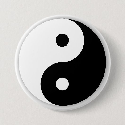 Yin Yang Knop Ronde Button 7,6 Cm (Voorkant)