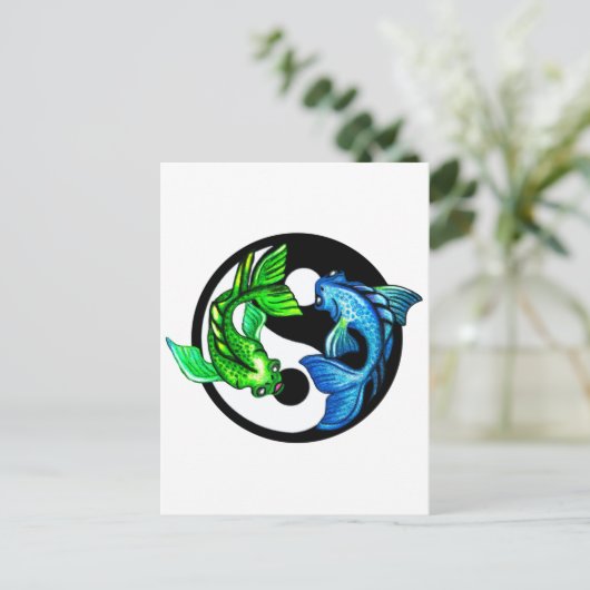 Yin-Yang Koi Design Briefkaart (Staand voorkant)