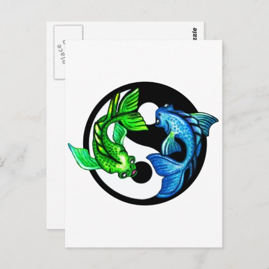 Yin-Yang Koi Design Briefkaart (Voorkant / Achterkant)