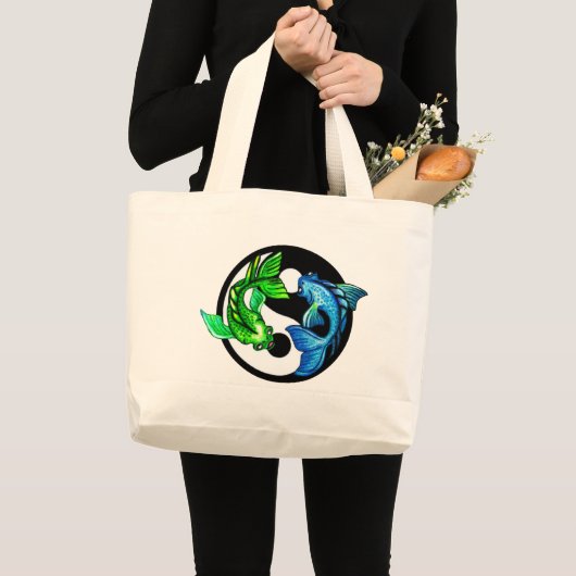 Yin-Yang Koi Design Grote Tote Bag (Voorkant (product))
