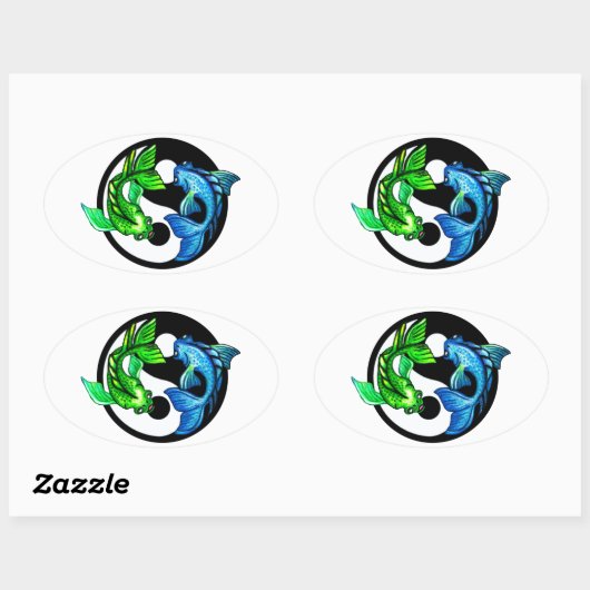 Yin-Yang Koi Design Ovale Sticker (Vel)